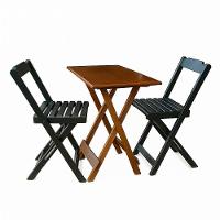 Conjunto Mesa Dobrável 70x70 Tampo Mdf E 02 Cadeiras Dobrável Retrátil Imbuia-Preto - 2