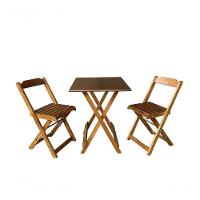Conjunto Mesa Dobrável 70x70 Tampo Mdf E 02 Cadeiras Dobrável Retrátil Imbuia - 1
