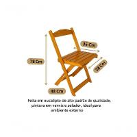 Conjunto Mesa Dobrável 70x70 Tampo Madeira E 4 Cadeiras Dobrável Retrátil Mel - 3