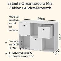 Estante Organizadora Mia Com 3 Nichos E 3 Caixas Removíveis Branco - 3