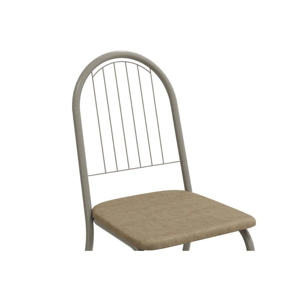 Conjunto: Mesa Sala Jantar Elba C- Tampo De Vidro 150cm E 6 Cadeiras Noruega Niquel - Courano Branco - Kappesberg - 6