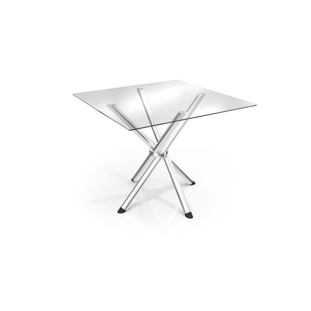 Mesa P- Cozinha Volga C- Tampo De Vidro Quadrado 90cm Cromada - Kappesberg - 1