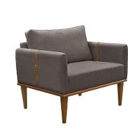 Conjunto - 2 Poltronas Milla Luxo Madeira Maciça Castellar Linho Cappuccino