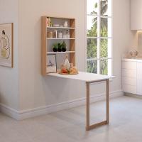Mesa De Parede Para Cozinha Com Prateleiras Branco-amadeirado - 1