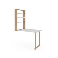 Mesa De Parede Para Cozinha Com Prateleiras Branco-amadeirado