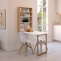 Mesa De Parede Para Cozinha Com Prateleiras Branco-amadeirado - 5