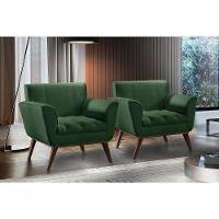 Conjunto - 2 Poltronas Lise Luxo Madeira Maciça Castellar Veludo Verde - 5