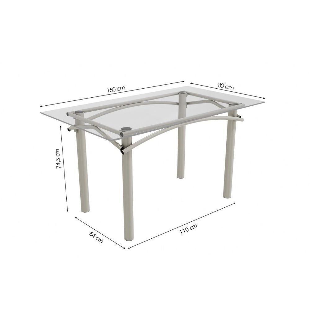 Conjunto: Mesa Sala Jantar Elba C- Tampo De Vidro 150cm E 6 Cadeiras Florença Niquel - Courano Marrom - Kappesberg - 4