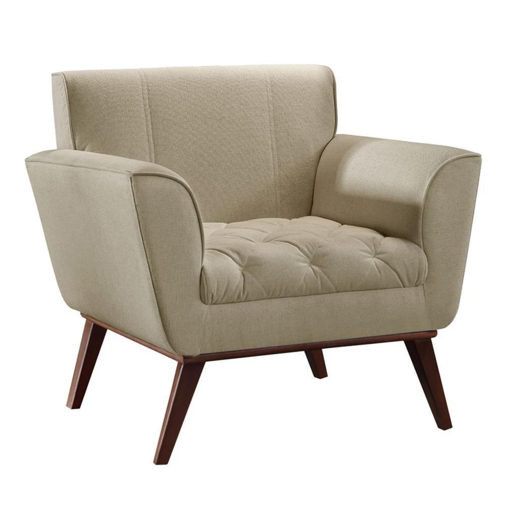 Conjunto - 2 Poltronas Lise Luxo Madeira Maciça Castellar Linho Bege - 4