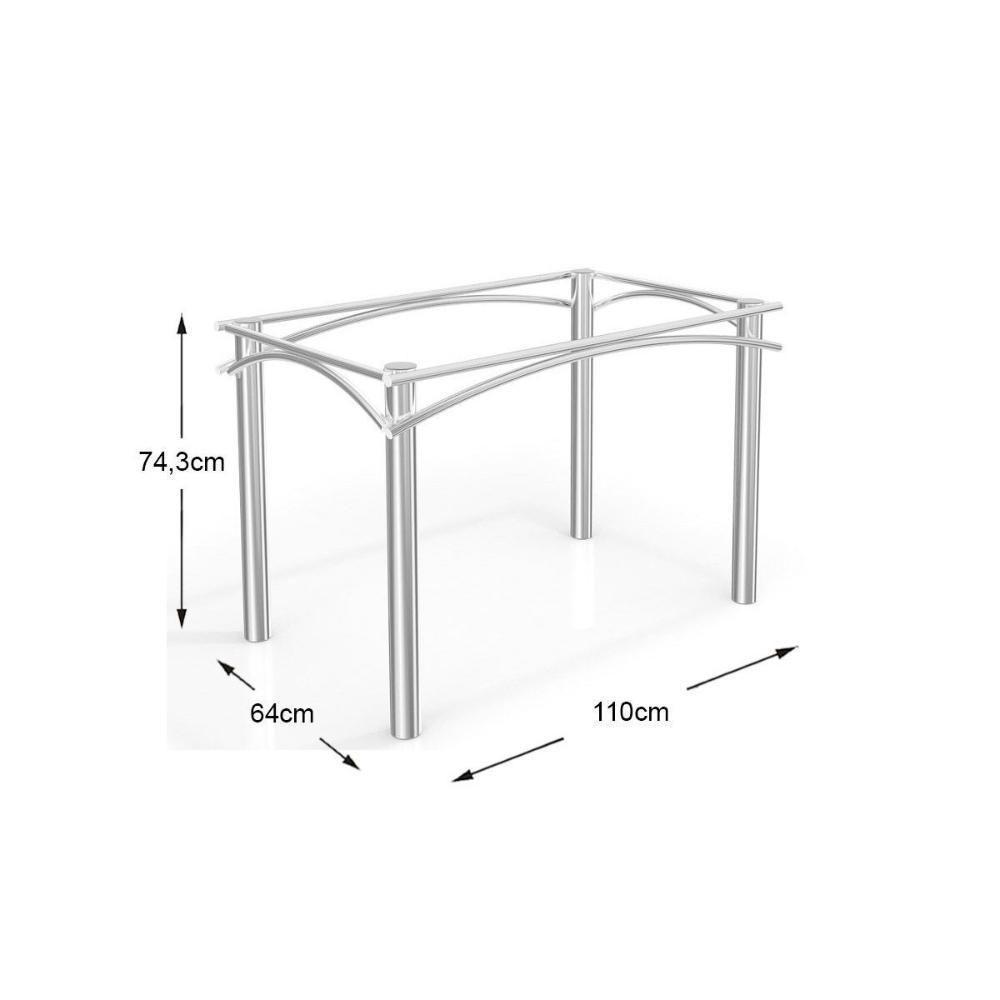 Conjunto: Mesa Sala Jantar Elba C- Tampo De Vidro 150cm E 6 Cadeiras Noruega Cromada - Courano Preto - Kappesberg - 4