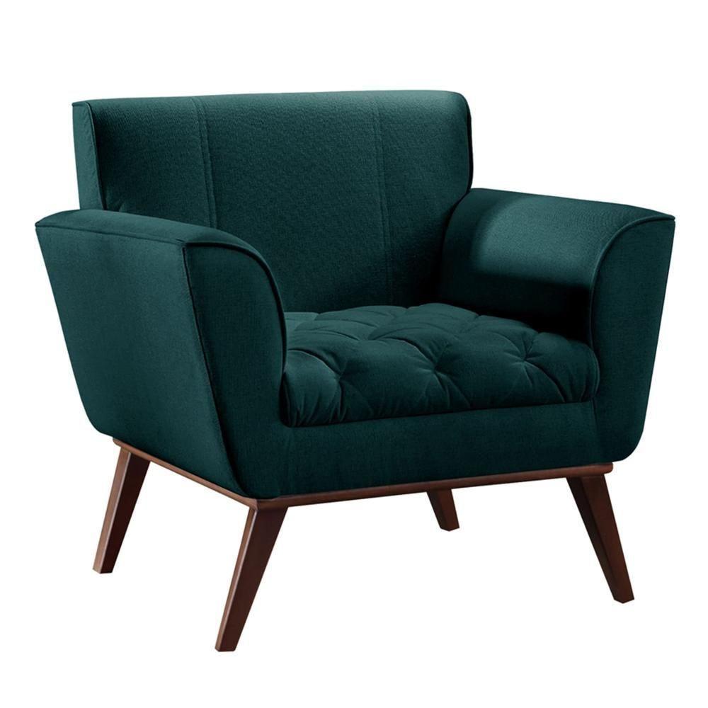 Conjunto - 2 Poltronas Lise Luxo Madeira Maciça Castellar Linho Azul - 4