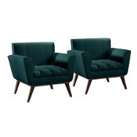 Conjunto - 2 Poltronas Lise Luxo Madeira Maciça Castellar Linho Azul - 1