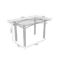 Conjunto: Mesa De Cozinha Elba C- Tampo De Vidro 150cm E 6 Cadeiras Amsterdã Cromada - Courano Branco - Kappesberg