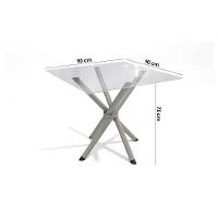 Conjunto: Mesa Sala Jantar Volga C- Tampo De Vidro 90cm E 4 Cadeiras Noruega Niquel - Courano Marrom - Kappesberg - 3