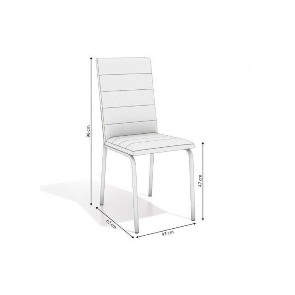 Conjunto: Mesa De Cozinha Volga C- Tampo De Vidro 90cm E 4 Cadeiras Amsterdã Niquel - Courano Bege - Kappesberg - 4