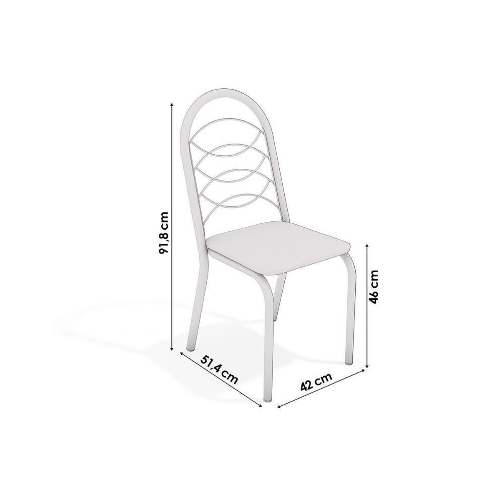 Conjunto: Mesa De Cozinha Volga C- Tampo De Vidro 95cm E 4 Cadeiras Holanda Cromada - Courano Preto - Kappesberg - 5
