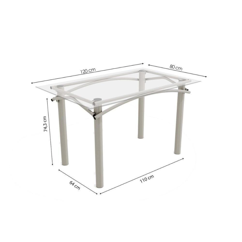 Conjunto: Mesa Sala Jantar Elba C- Tampo De Vidro 120cm E 4 Cadeiras Portugal Niquel - Courano Capuccino - Kappesberg - 3