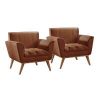 Conjunto - 2 Poltronas Lise Luxo Madeira Maciça Castellar Corino Caramelo - 1