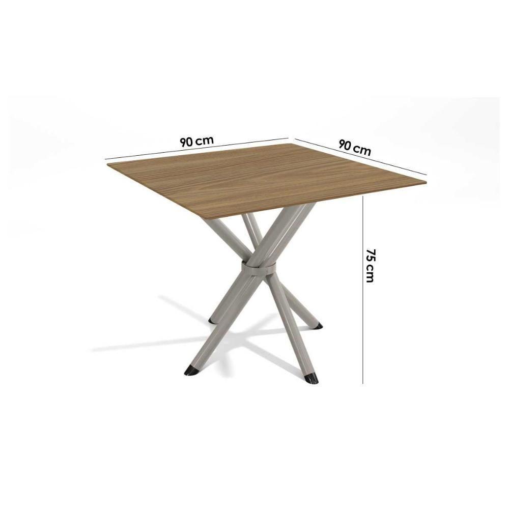 Conjunto: Mesa De Cozinha Volga C- Tampo De Madeira 90cm E 4 Cadeiras Portugal Niquel-nogueira - Marrom - Kappesberg - 3