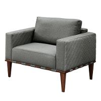 Conjunto - 2 Poltronas Bella Luxo Madeira Maciça Castellar Linho Cinza