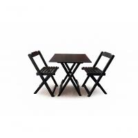 Conjunto Mesa Dobrável 70x70 Tampo Mdf E 02 Cadeiras Dobrável Retrátil Preto - 1