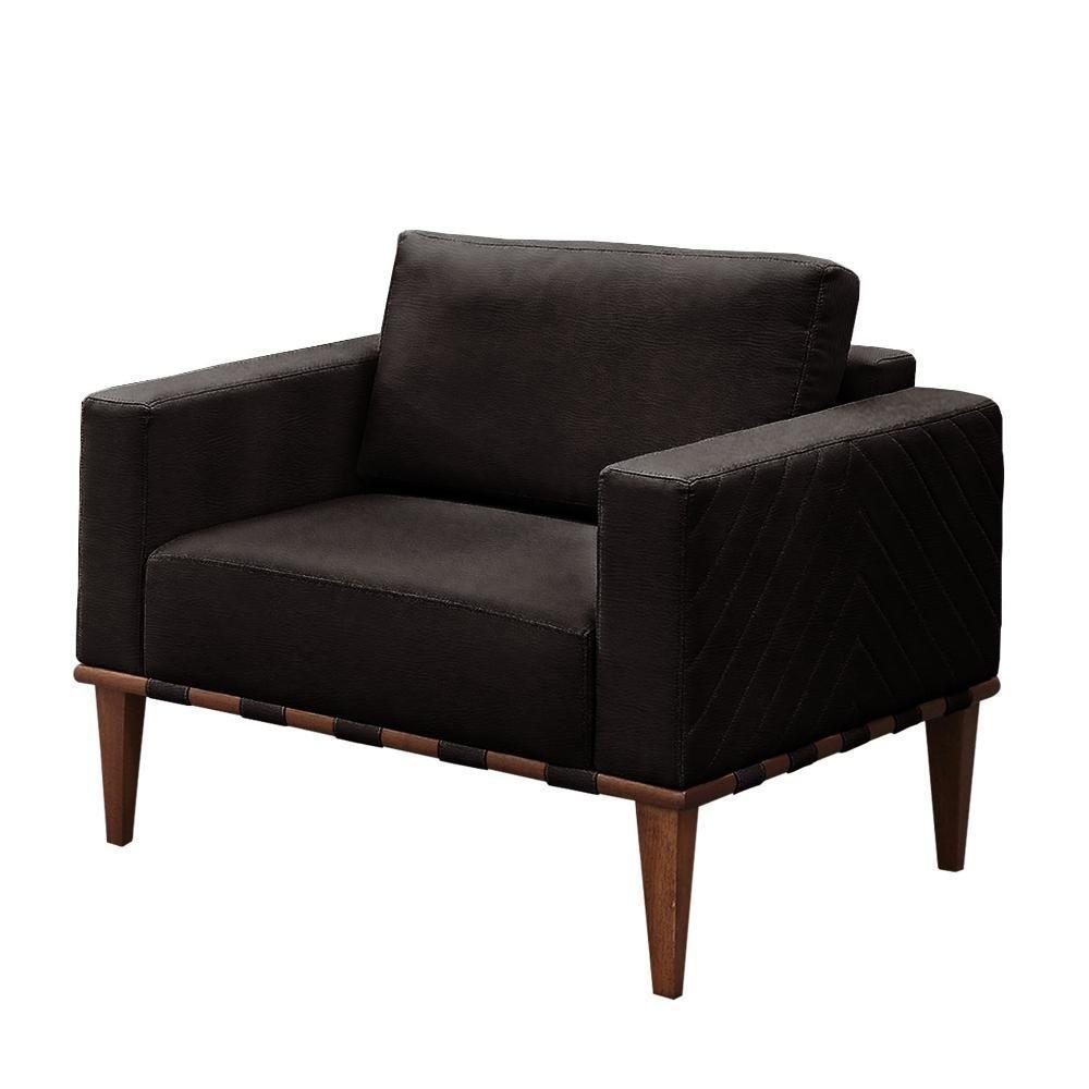 Conjunto - 2 Poltronas Bella Luxo Madeira Maciça Castellar Corino Preto - 4