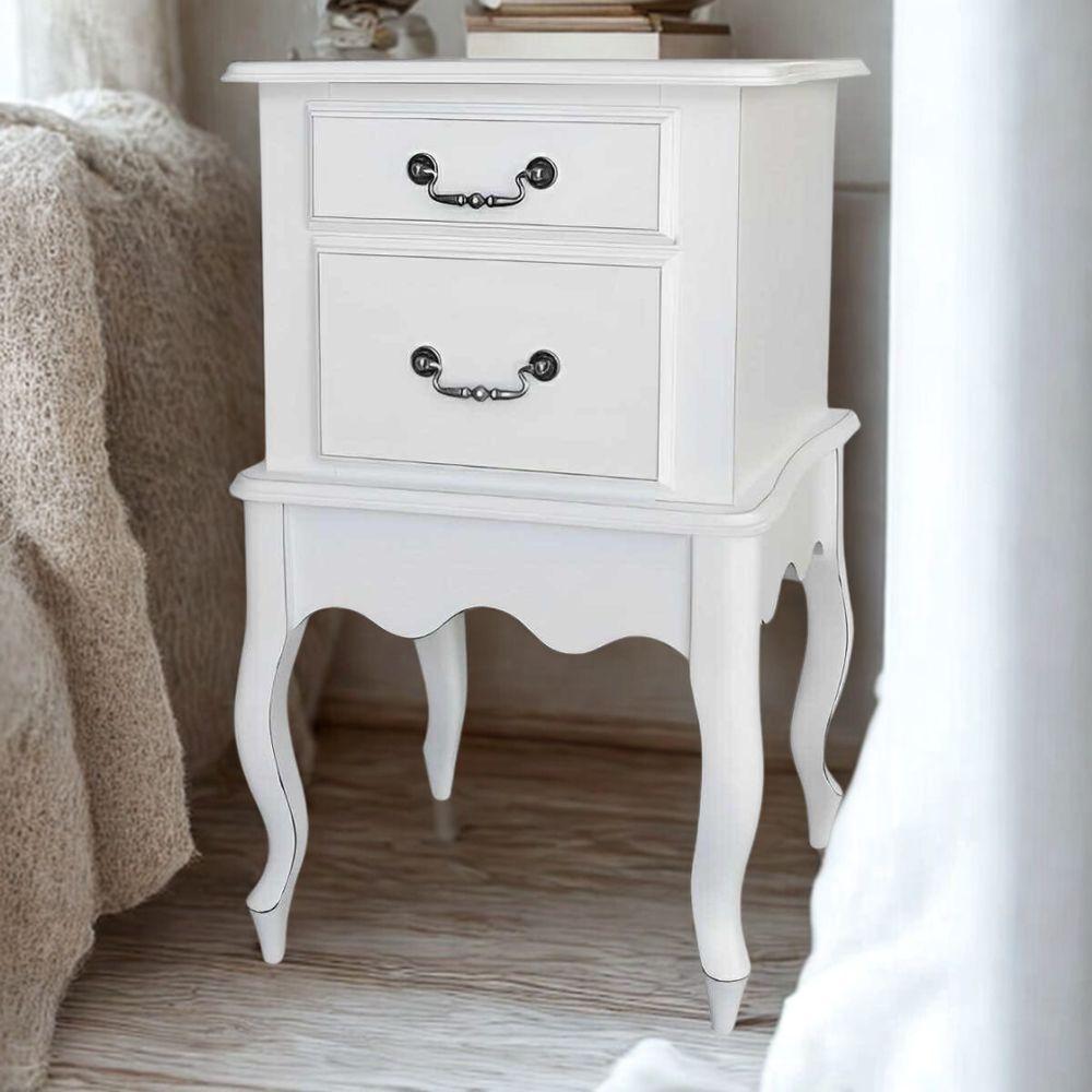 Mesa De Cabeceira Clássica Com Pés Luiz Xv - Branco Laca - 1