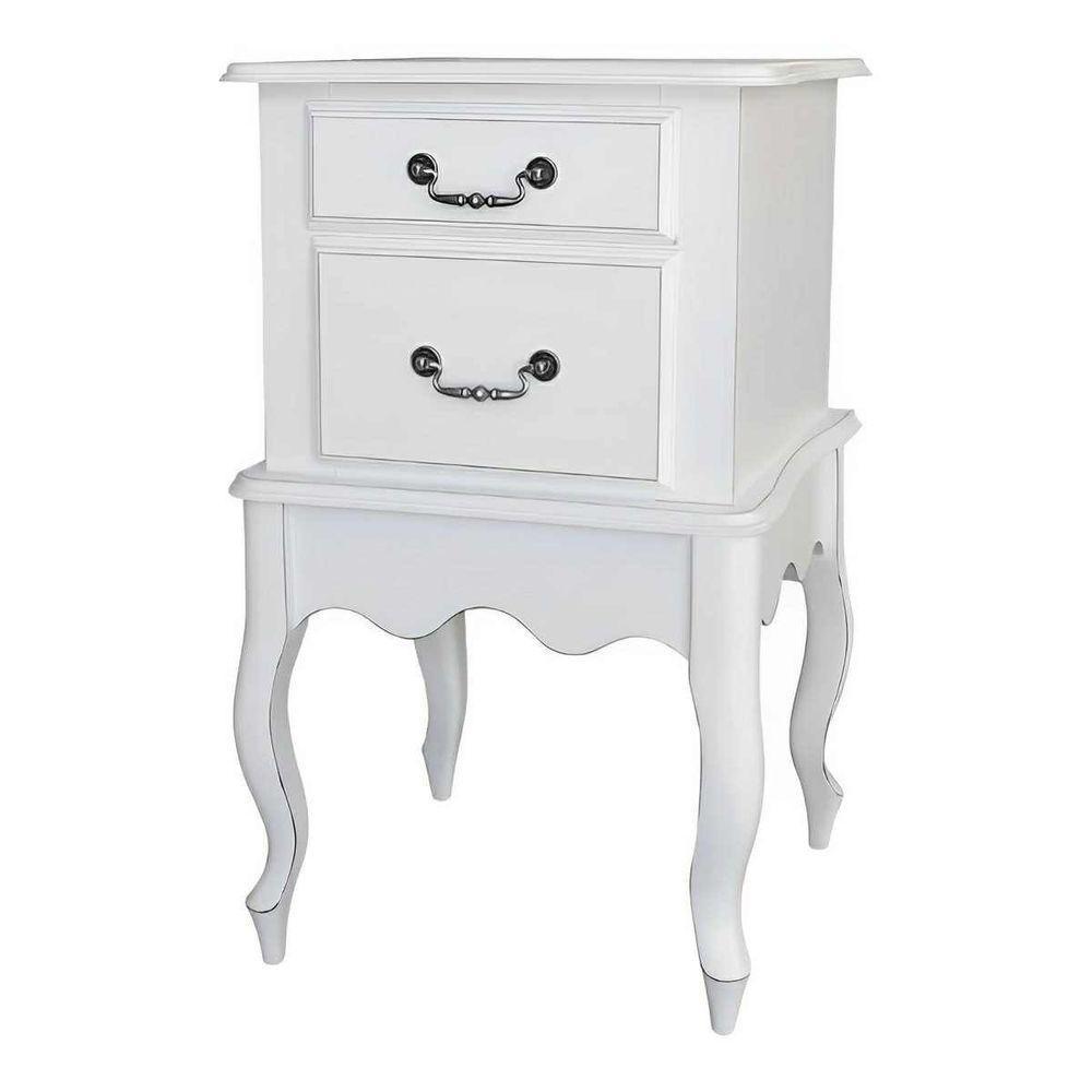 Mesa De Cabeceira Clássica Com Pés Luiz Xv - Branco Laca - 2