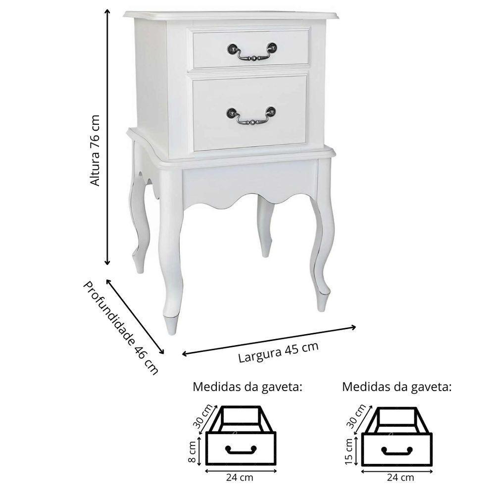 Mesa De Cabeceira Clássica Com Pés Luiz Xv - Branco Laca - 4