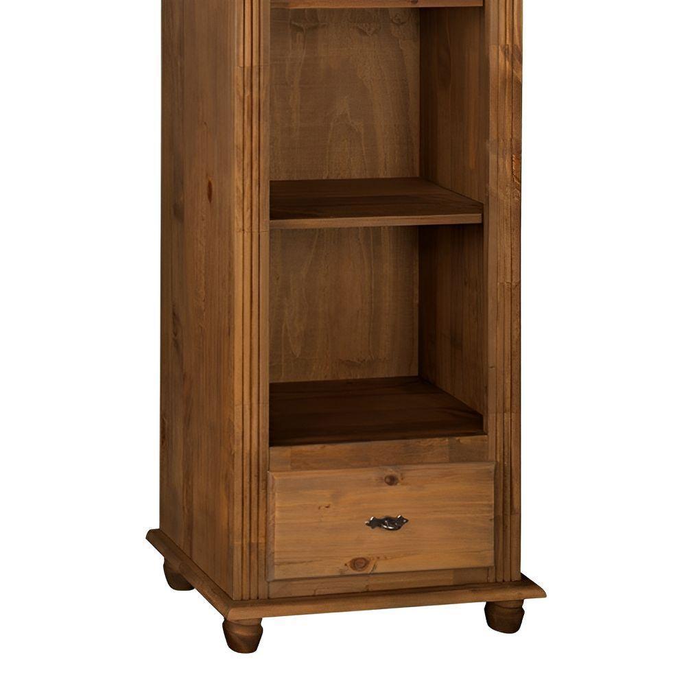 Estante Livreiro De Madeira 3 Prateleiras 1 Gaveta Pés Torneados - Imbuia Glazer - 3