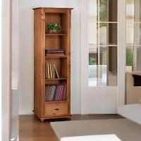 Estante Livreiro De Madeira 3 Prateleiras 1 Gaveta Pés Torneados - Imbuia Glazer - 1