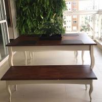 Conjunto De Mesa E Bancos Colonial Com Pés Luiz Xv Nude Laca Com Tampo Imbuia Glazer 160x80 - 6 Lugares - 2