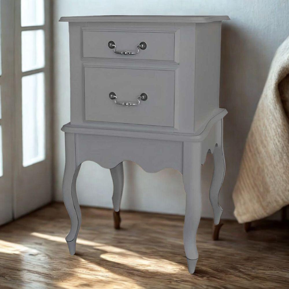 Mesa De Cabeceira Clássica Com Pés Luiz Xv - Cinza Laca - 1
