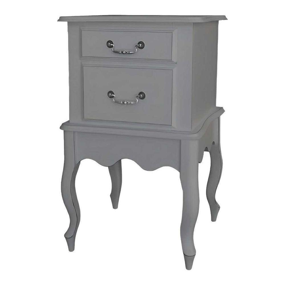 Mesa De Cabeceira Clássica Com Pés Luiz Xv - Cinza Laca - 2