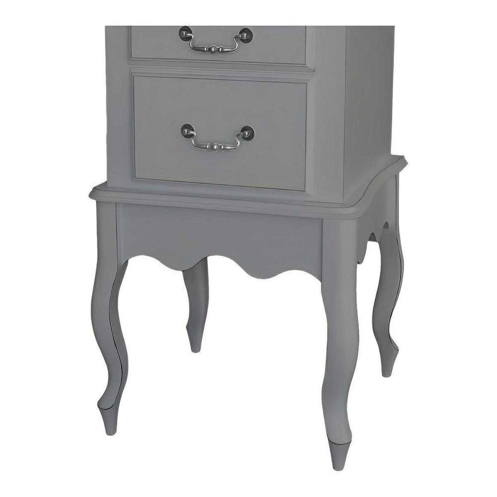 Mesa De Cabeceira Clássica Com Pés Luiz Xv - Cinza Laca - 3