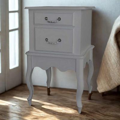 Mesa De Cabeceira Clássica Com Pés Luiz Xv - Cinza Laca