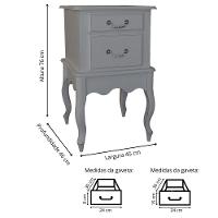 Mesa De Cabeceira Clássica Com Pés Luiz Xv - Cinza Laca - 4