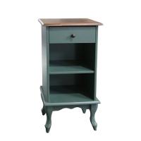 Mesa De Cabeceira Com Gaveta E Nicho Pés Luiz Xv - Verde Kalle Laca Com Tampo Imbuia Glazer - 1