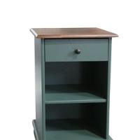 Mesa De Cabeceira Com Gaveta E Nicho Pés Luiz Xv - Verde Kalle Laca Com Tampo Imbuia Glazer - 2