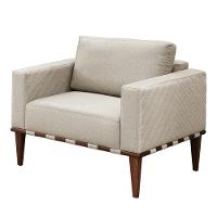 Conjunto - 2 Poltronas Bella Luxo Madeira Maciça Castellar Linho Bege Claro