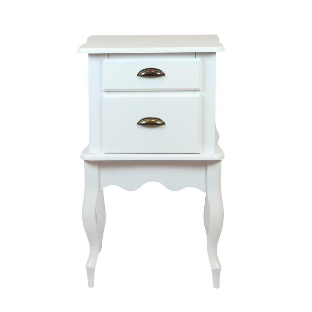 Mesa De Cabeceira Clássica Com Puxadores Concha E Pés Luiz Xv - Branco Laca - 4