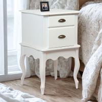 Mesa De Cabeceira Clássica Com Puxadores Concha E Pés Luiz Xv - Branco Laca - 1