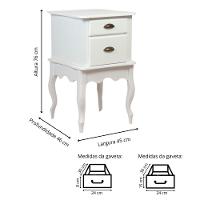Mesa De Cabeceira Clássica Com Puxadores Concha E Pés Luiz Xv - Branco Laca - 5