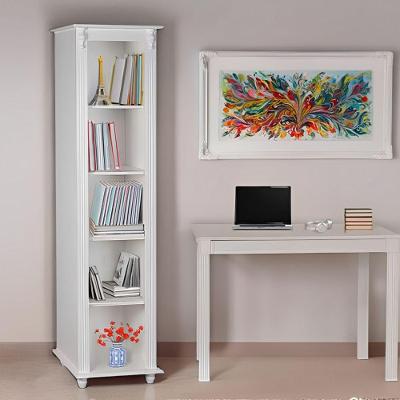 Estante Livreiro De Madeira 4 Prateleiras Pés Torneados - Branco Laca