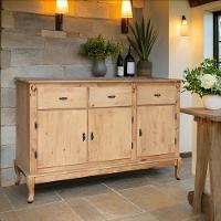 Balcão Em Madeira Para Cozinha 3 Portas 3 Gavetas E Pés Luiz Xv - Cera (madeira Bruta) - 1