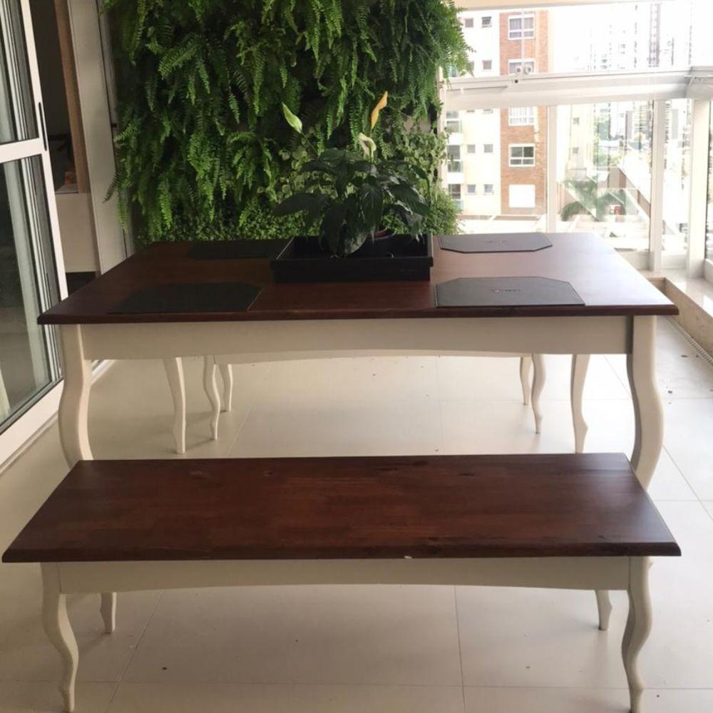 Conjunto De Mesa E Bancos Colonial Com Pés Luiz Xv Nude Laca Com Tampo Imbuia Glazer 180x100 - 8 Lugares - 2