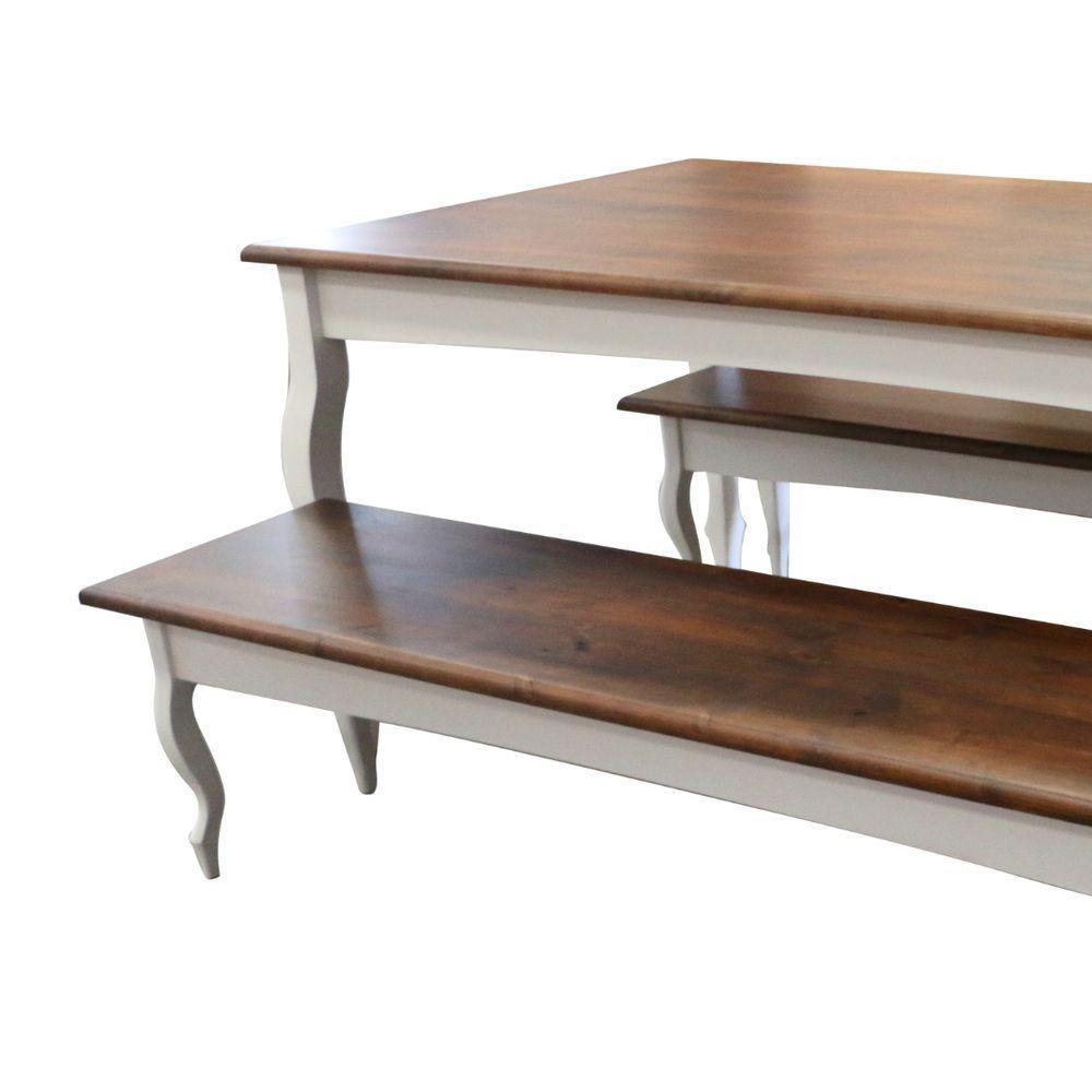 Conjunto De Mesa E Bancos Colonial Com Pés Luiz Xv Nude Laca Com Tampo Imbuia Glazer 180x100 - 8 Lugares - 3