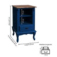 Mesa De Cabeceira Com Gaveta E Pés Luiz Xv - Azul Bic Com Tampo Imbuia Glazer - 3