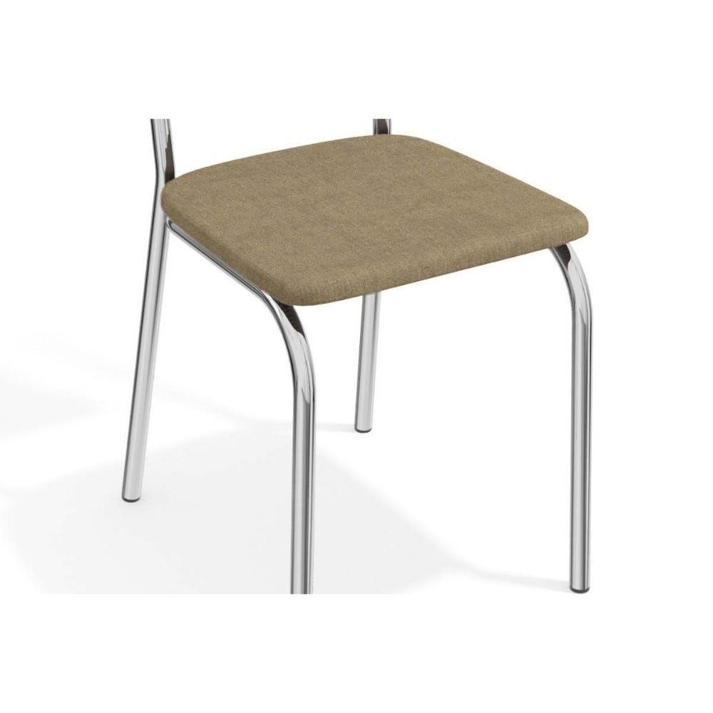 Conjunto: Mesa Sala Jantar Elba C- Tampo De Vidro 120cm E 6 Cadeiras Lisboa Cromada - Courano Capuccino - Kappesberg - 7