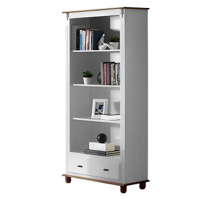 Estante Livreiro De Madeira 3 Prateleiras 1 Gaveta Pés Torneados - Nude Laca Com Tampo E Base Imbuia Glazer